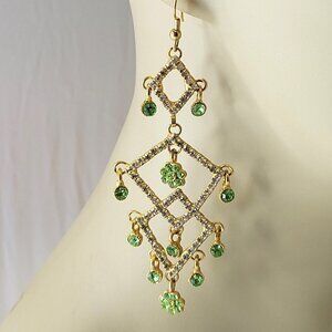 Long Dangle Earrings Green Earrings DusterEarrings